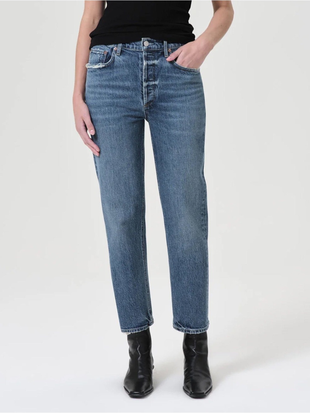 AGOLDE RILEY HIGH RISE STRAIGHT CROP JEANS MOOR WOMEN’S 25